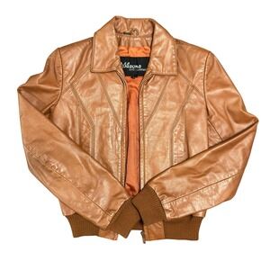 Vintage Wilsons Genuine Leather Jacket Womens Size 8 Brown Bomber Retro